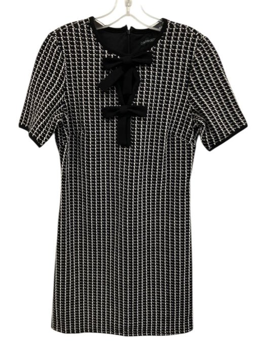 Cynthia Rowley Size S Black & White Polyester Bow Detail Mini Dress Black & White / S
