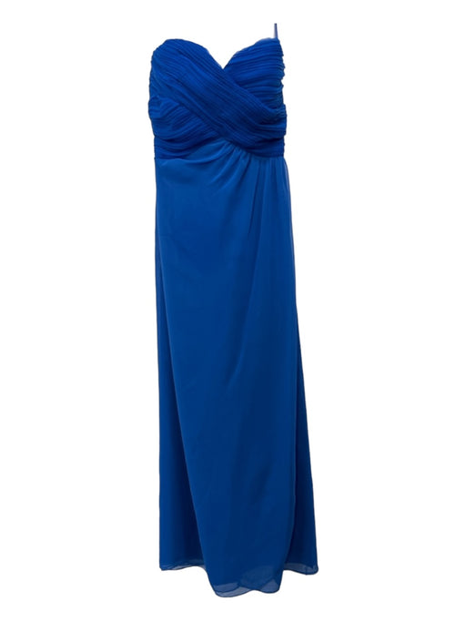 Victor Costa Size 10 Blue Polyester Strapless Textured Criss Cross Gown Blue / 10