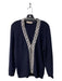 Tory Burch Size XL Navy Wool Sequin Trim White Trim Long Sleeve Sweater Navy / XL