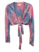 Lovers + Friends Size XXS Pink & Blue Prin t Rayon Tie Dye Wrap Cropped Cardigan Pink & Blue Prin t / XXS