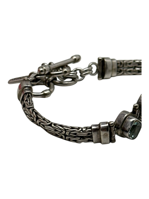 Sarda Silver 925 Silver Green Quartz 3 stone Adjustable Toggle Closure Bracelet Silver