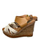 Dolce Vita Shoe Size 8.5 Tan & cream Leather Wedge Cork Ankle Buckle Shoes Tan & cream / 8.5