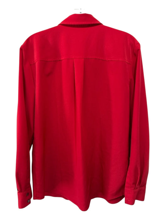Karl Lagerfeld Size M Red Polyester Long Sleeve Logo Lapels Top Red / M