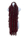 Belle Fare Burgundy & Brown Cashmere Blend Rabbit Trim Fringe Rectangle scarf Burgundy & Brown / L