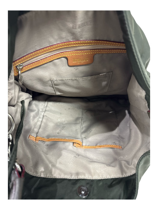 MZ Wallace Olive Green Leather & Canvas Leather Straps Square Zipper Detail Bag Olive Green