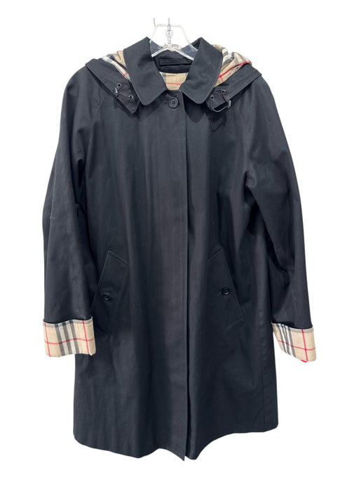 Burberry London Size 6 Black Cotton Novacheck Lining Buttons Coat Black / 6