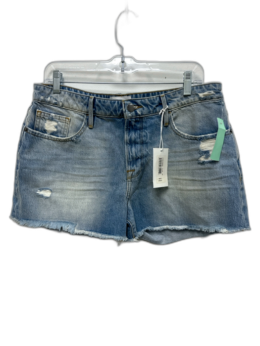 Frame Size 29 Medium light wash Cotton Denim Distressed Button & Zip Fly Shorts Medium light wash / 29