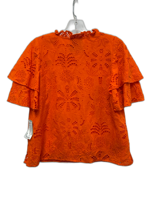 Alden Adair Size XL Orange Cotton Botanical Eyelet Tiered Short Sleeve Top Orange / XL