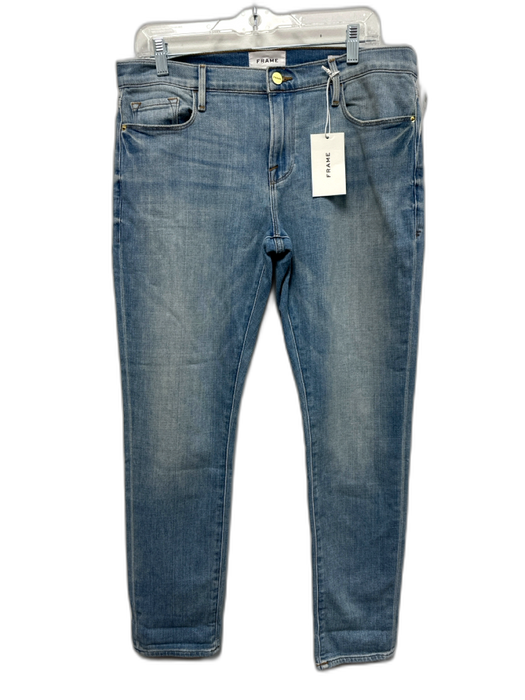 Frame Size 29 Light Wash Cotton Blend Denim Whiskering Button & Zip Fly Jeans Light Wash / 29