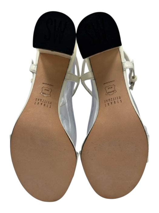Stuart Weitzman Shoe Size 8.5 Cream White Leather Upper Patent Round Toe Sandals Cream White / 8.5