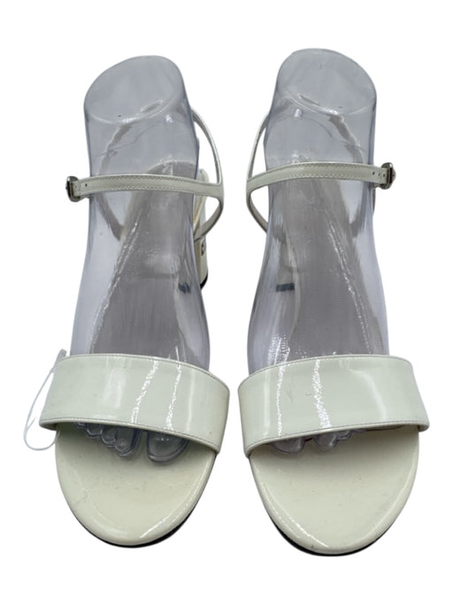 Stuart Weitzman Shoe Size 8.5 Cream White Leather Upper Patent Round Toe Sandals Cream White / 8.5