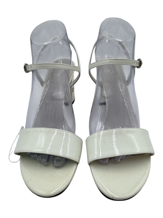 Stuart Weitzman Shoe Size 8.5 Cream White Leather Upper Patent Round Toe Sandals Cream White / 8.5