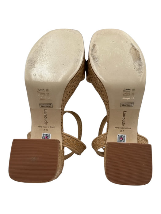 Larroude Shoe Size 8.5 Beige Raffia Woven Ankle Buckle Platform Sandals Beige / 8.5