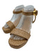 Larroude Shoe Size 8.5 Beige Raffia Woven Ankle Buckle Platform Sandals Beige / 8.5