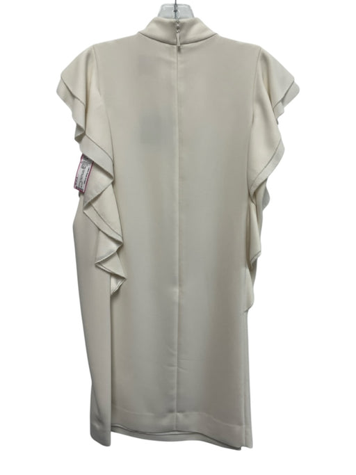 Kate Spade Size 12 White Polyester Ruffle Cap Sleeve High Neck Below Knee Dress White / 12