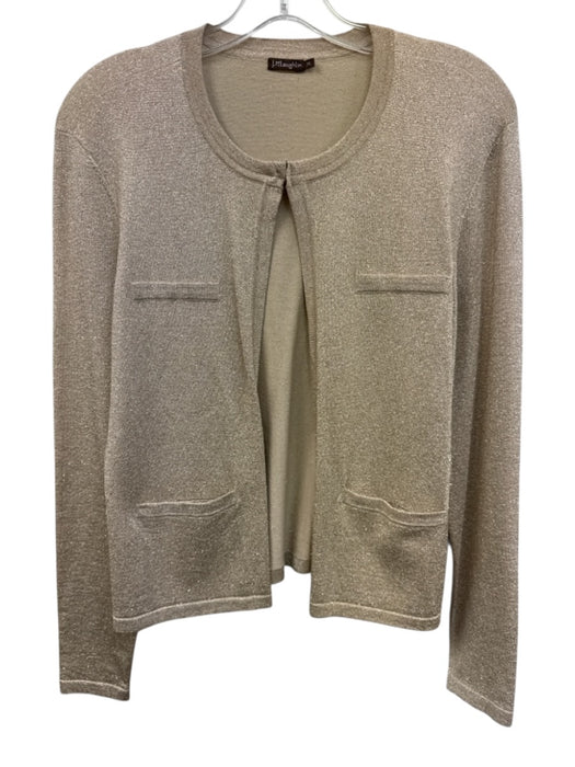 J. McLaughlin Size M Gold Rayon Blend Metallic Thread Shimmer Cardigan Jacket Gold / M