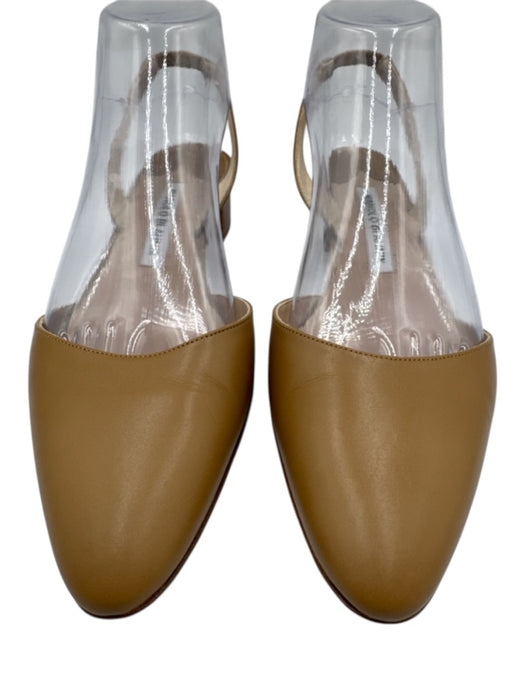 Manolo Blahnik Shoe Size 38.5 Tan Brown Leather Stacked Heel Slingback Pumps Tan Brown / 38.5