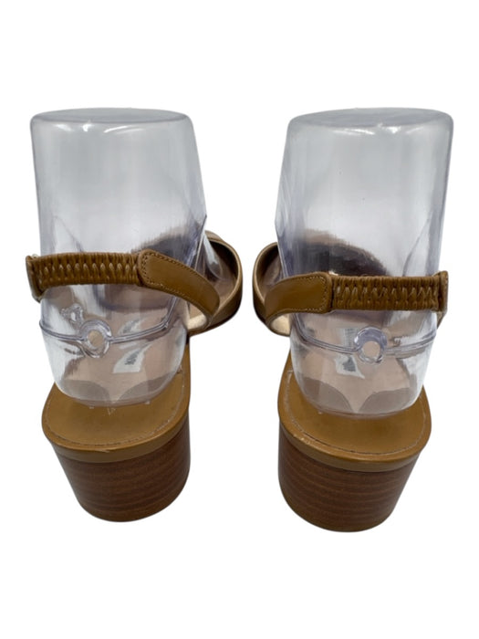Manolo Blahnik Shoe Size 38.5 Tan Brown Leather Stacked Heel Slingback Pumps Tan Brown / 38.5