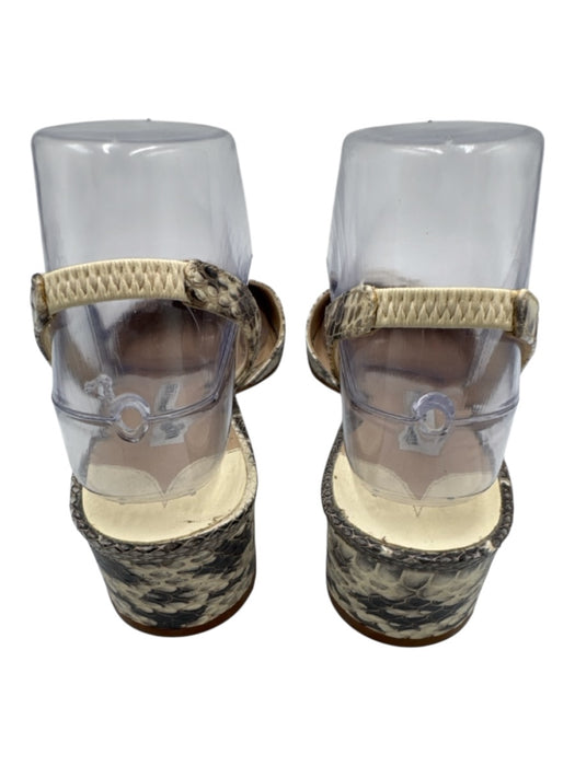 Manolo Blahnik Shoe Size 38.5 Cream & Gray Snakeskin Stacked Heel Pumps Cream & Gray / 38.5