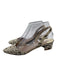 Manolo Blahnik Shoe Size 38.5 Cream & Gray Snakeskin Stacked Heel Pumps Cream & Gray / 38.5