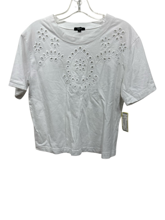 Rails Size S White Cotton Short Sleeve Embroidered Top White / S