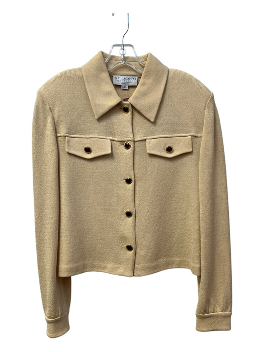 St John Collection Size 10 Butter Cream Knit gold/brown buttons Collared Jacket Butter Cream / 10