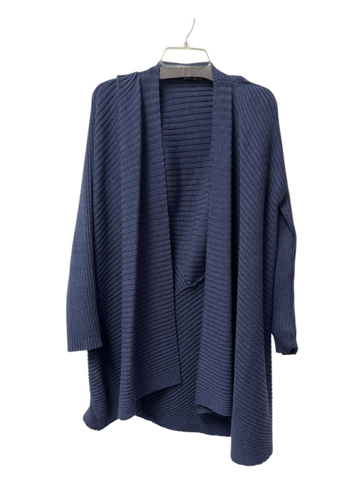 Eileen Fisher Size XL Blue Merino Wool Ribbed Open Front Long Sleeve Sweater Blue / XL