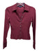 Veronica Beard Size XS Maroon Red Cotton Blend Long Sleeve Ribbed Buttons Top Maroon Red / XS