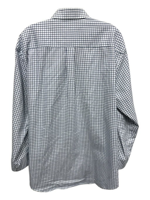 H Stockton Size L White & Blue Cotton Plaid Button Down Men's Long Sleeve Shirt White & Blue / L