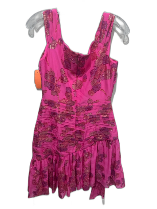 Shoshanna Midnight Size 0 Pink & Gold Viscose Blend Metallic Thread Floral Dress Pink & Gold / 0