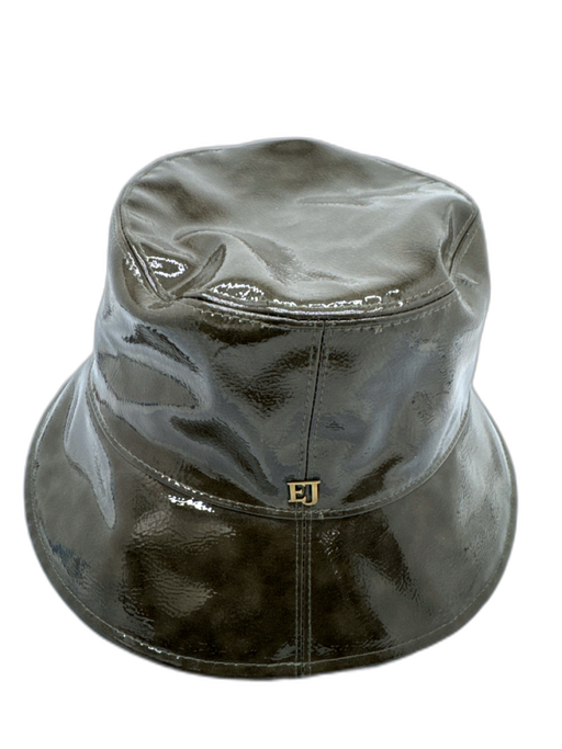 Eric Javits Olive Green PU Leather Water Repellant Wide Brim Bucket Hat Olive Green / Missing Size