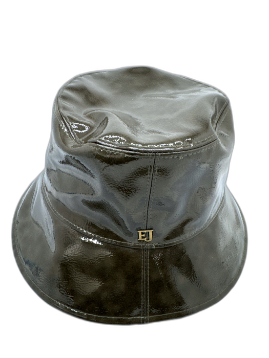 Eric Javits Olive Green PU Leather Water Repellant Wide Brim Bucket Hat Olive Green / Missing Size