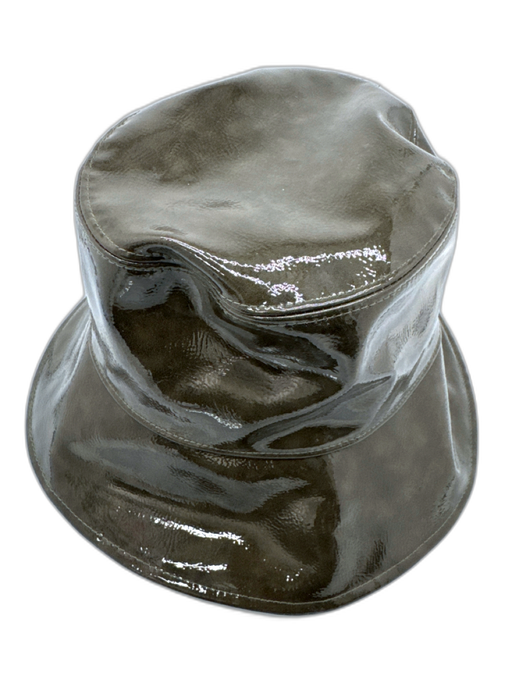 Eric Javits Olive Green PU Leather Water Repellant Wide Brim Bucket Hat Olive Green / Missing Size