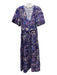 Marie Oliver Size 4 purple, blue, beige Linen Sash Geometric & Floral Maxi Dress purple, blue, beige / 4