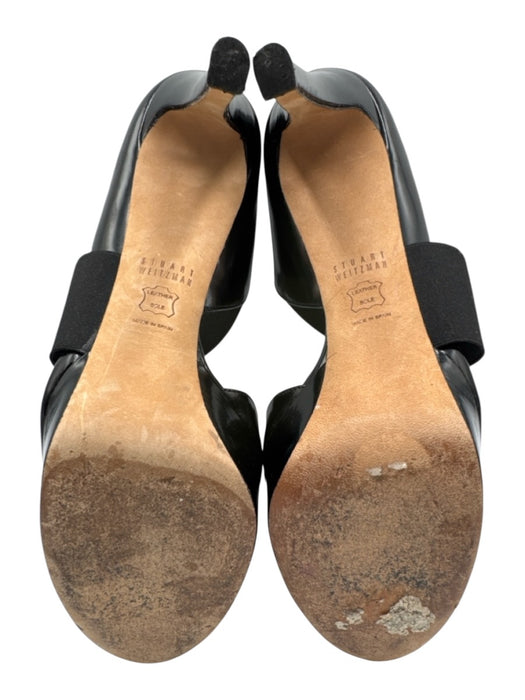 Stuart Weitzman Shoe Size 9.5 Black Leather Upper Elastic Band Peep Toe Sandals Black / 9.5