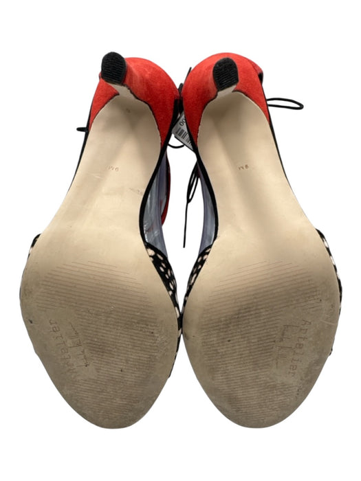 Artelier Nicole Miller Shoe Size 9M Red, Black, White Suede leather Sandals Red, Black, White / 9M