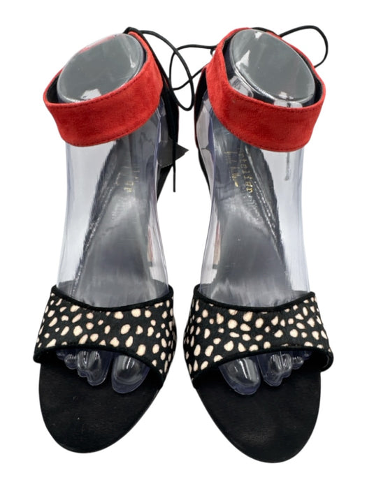 Artelier Nicole Miller Shoe Size 9M Red, Black, White Suede leather Sandals Red, Black, White / 9M
