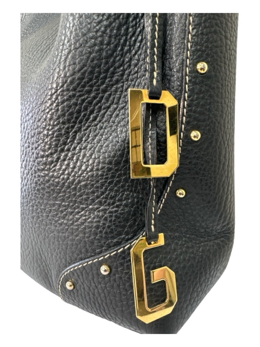Dolce & Gabbana Black Leather Shoulder Bag Stud Detail Gold Hardware Bag Black / L