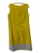 Piazza Sempione Size 44 Yellow & Beige Linen Colorblock Round Split Neck Dress Yellow & Beige / 44