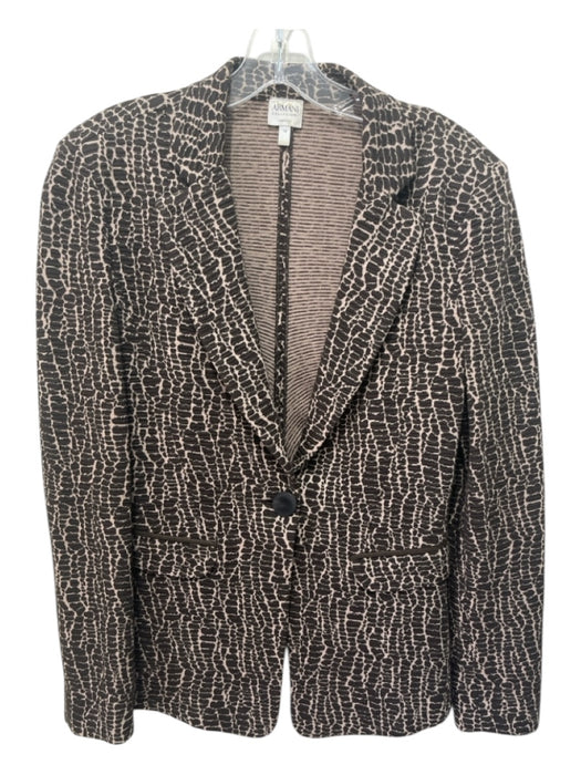 Armani Collezioni Size 10 Brown Print Cotton Blend Animal Print 1 Button Jacket Brown Print / 10