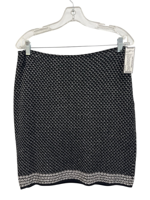 St. John Size 8 Black & White Wool Blend Side Zip Boucle Button Front Skirt Set Black & White / 8
