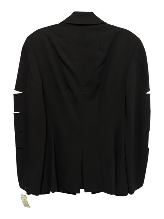 Akris Size 8 Black Wool Blend Long Sleeve Cut Outs Lapel Blazer Jacket Black / 8