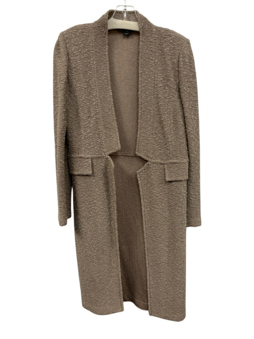 St. John Size 4 Taupe Gray Wool Blend Long Sleeve Boucle Open Front Jacket Taupe Gray / 4