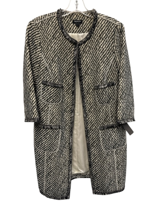 Worth Size Small Black & White Cotton Blend Long Sleeve Abstract Stripe Coat Black & White / Small