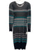 St. John Size Small Black, White, Teal Viscose Blend Long Sleeve Striped Dress Black, White, Teal / Small