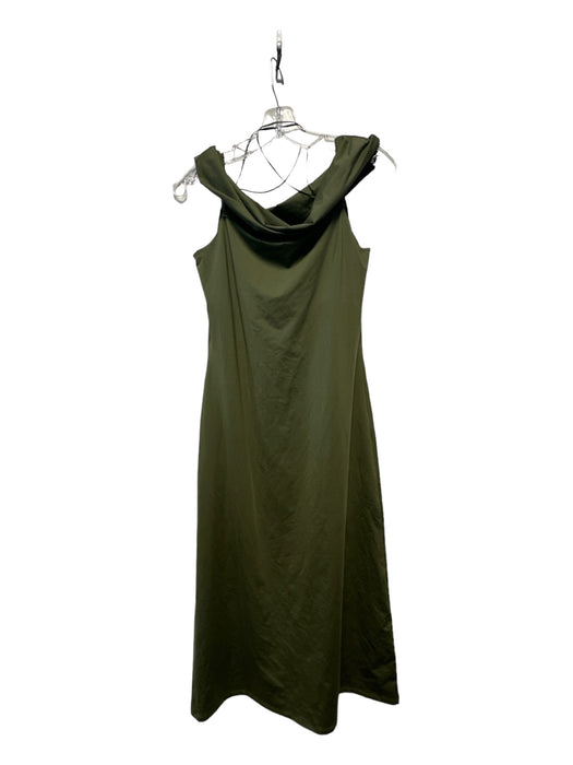 Theory Size S Olive Green Polyester Blend Off Shoulder Midi Dress Olive Green / S