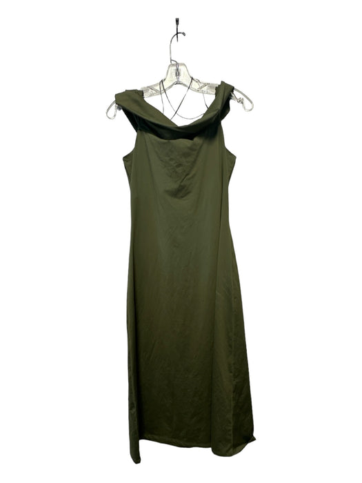 Theory Size S Olive Green Polyester Blend Off Shoulder Midi Dress Olive Green / S