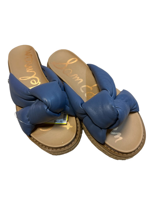 Sam Edelman Shoe Size 6.5 Blue & Tan Leather Espadrille Platform Knot Sandals Blue & Tan / 6.5