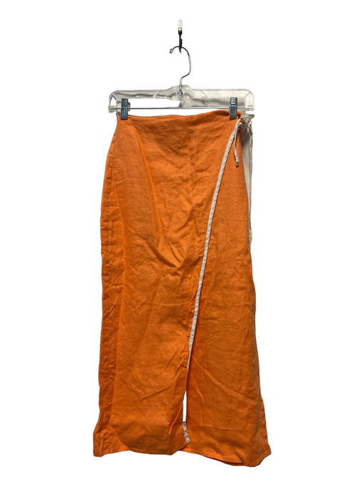 Matthew Bruch Size Est S Orange & White Linen Piping Wrap Maxi Skirt Orange & White / Est S