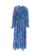 Aura Size S Blue & Orange Polyester Long Sleeve Astrology Neck Tie Maxi Dress Blue & Orange / S